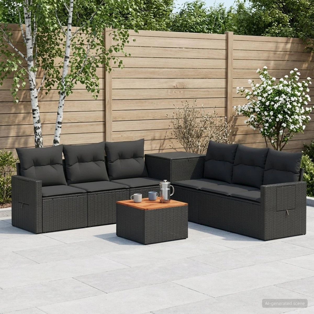 vidaXL Sofa Sæt 8 stk. Sort Poly Rattan og Stål
