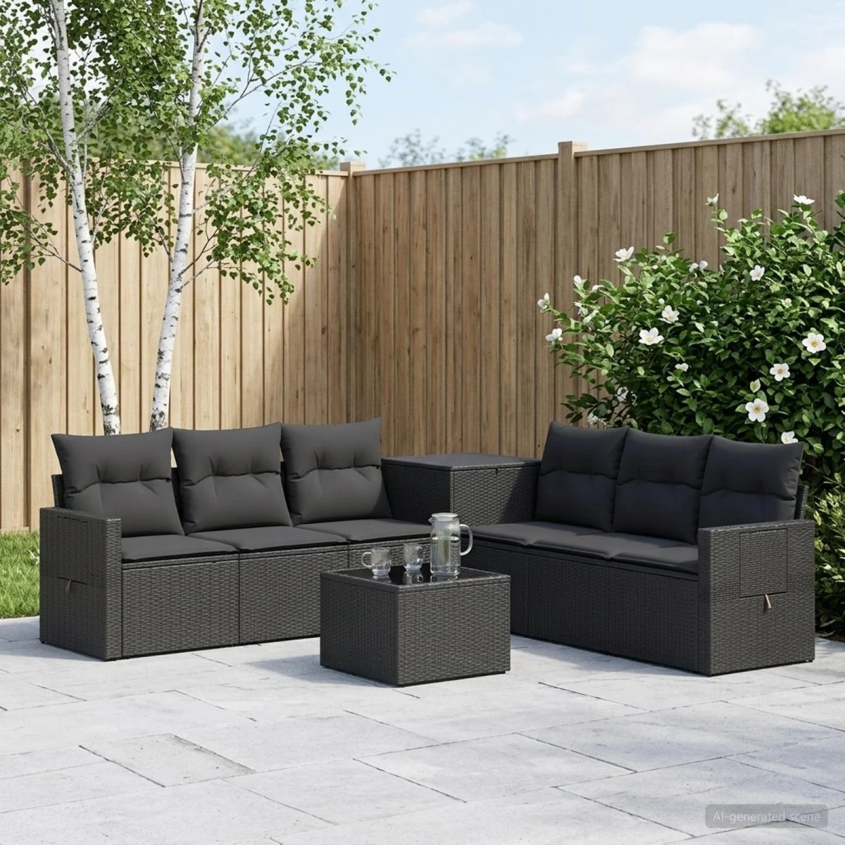vidaXL Sofa Sæt 8 stk. Sort Poly Rattan og Stål