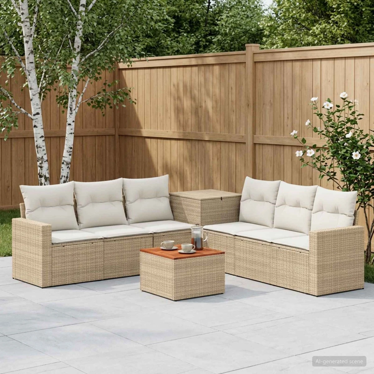 vidaXL Havesofasæt 8 dele Beige/Cremehvid 55x55x37 cm