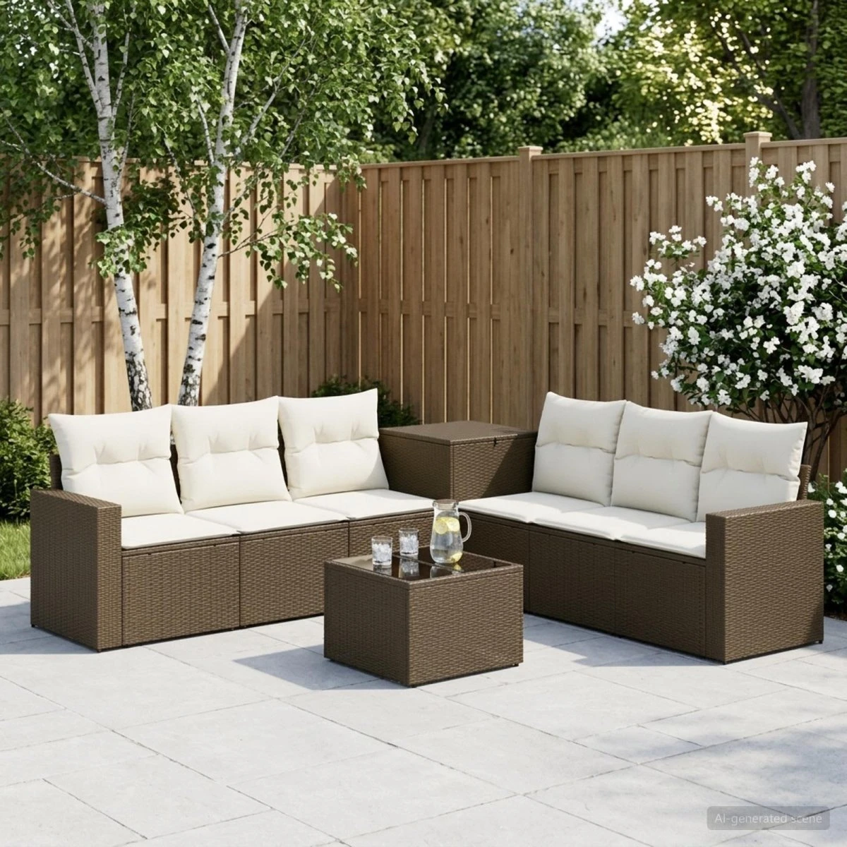 vidaXL Sofa Sæt 8 stk. Brun/Creme 55 x 55 x 37 cm