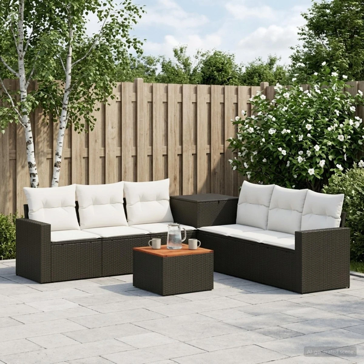 vidaXL Sofa Sæt 8 stk. Sort og Cremehvid