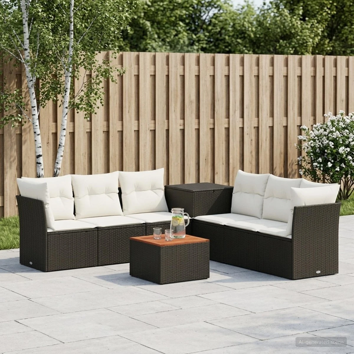 vidaXL Sofa Sæt 8 stk. Sort og Cremehvid 55 x 55 x 37 cm