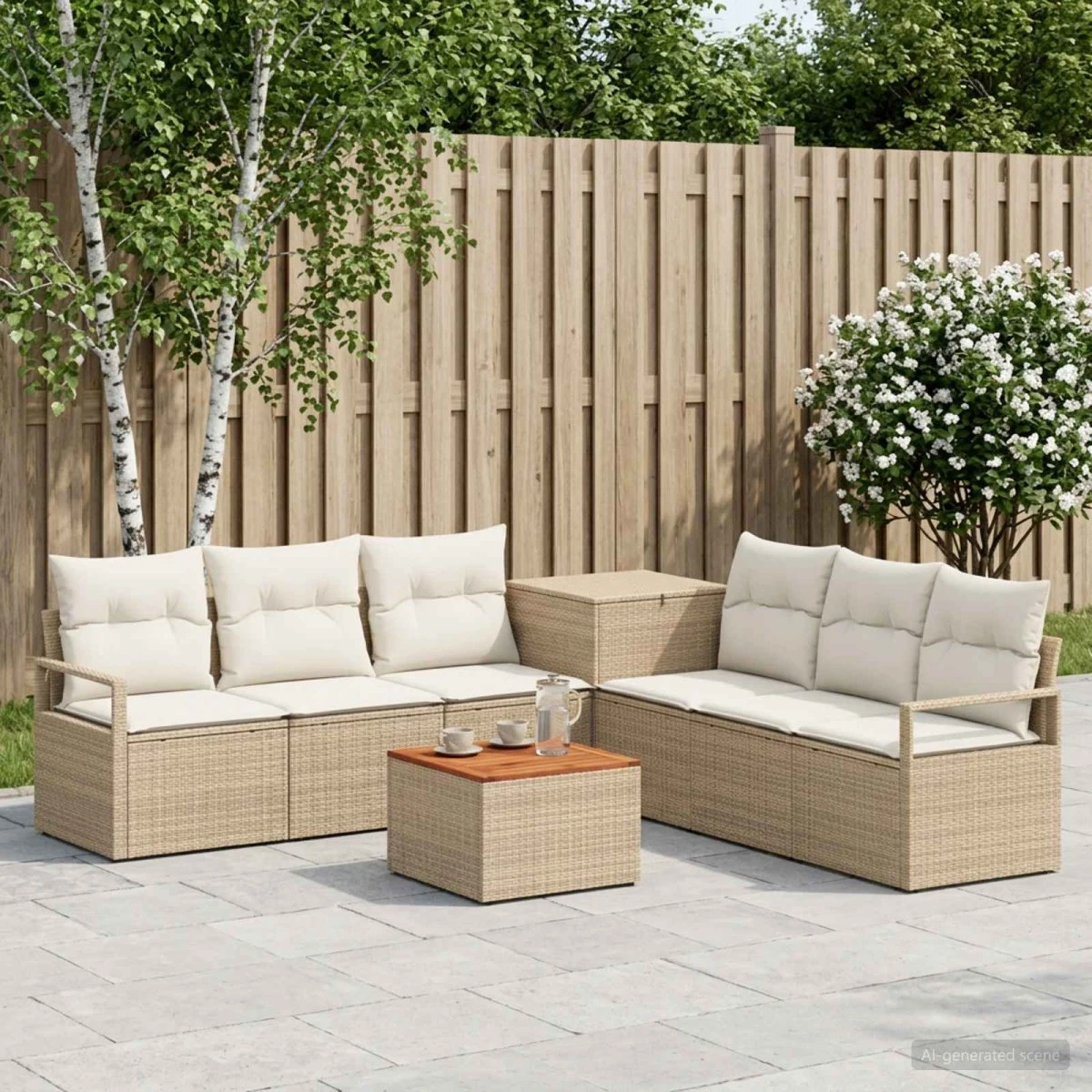 vidaXL Sofa Sæt 8 stk. Beige/Cremehvid 55x55x37 cm