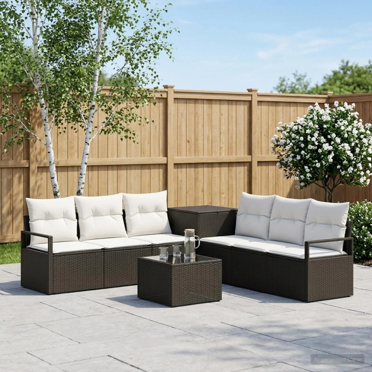 vidaXL Sofa Sæt 8 dele i polyrattan - Sort og Cremehvid