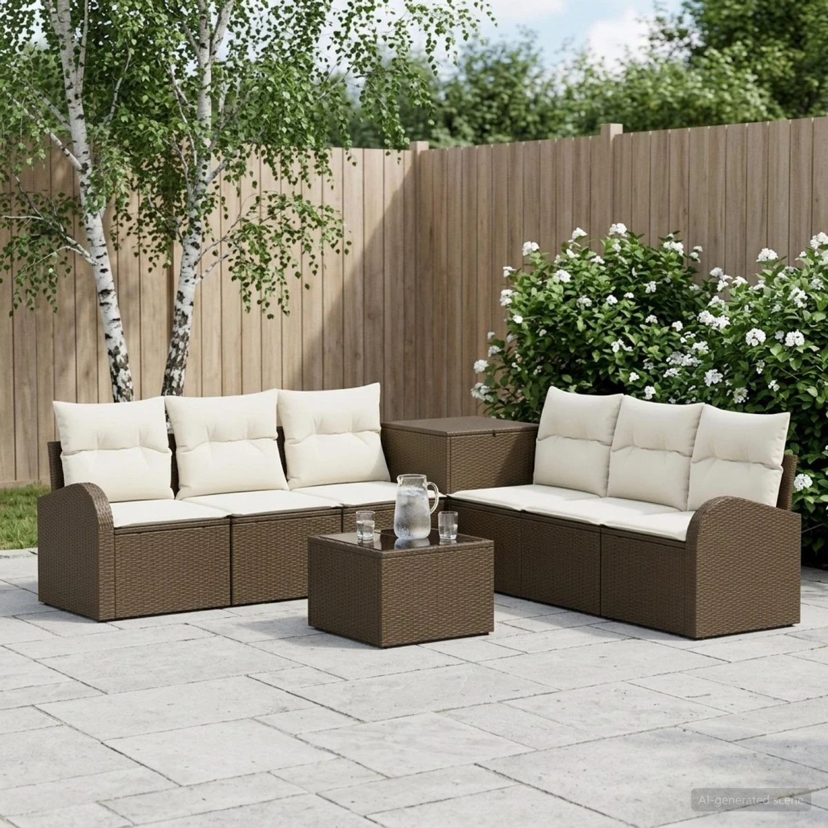 vidaXL Sofa Sæt 8 stk. Brun/Creme Hvid 55x55x37 cm