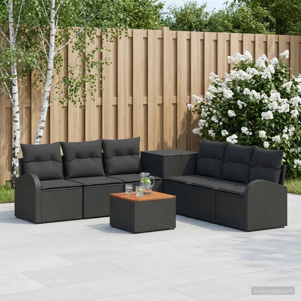 vidaXL Sofa Sæt 8 stk. Sort i Polyrattan og Stål