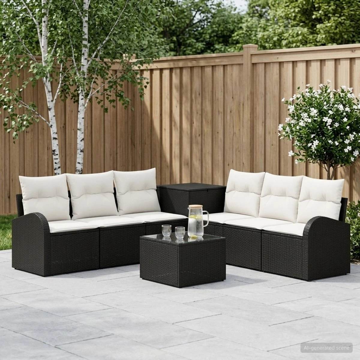 vidaXL Sofa Sæt 8 stk. Sort og Cremehvid 55 x 55 x 37 cm
