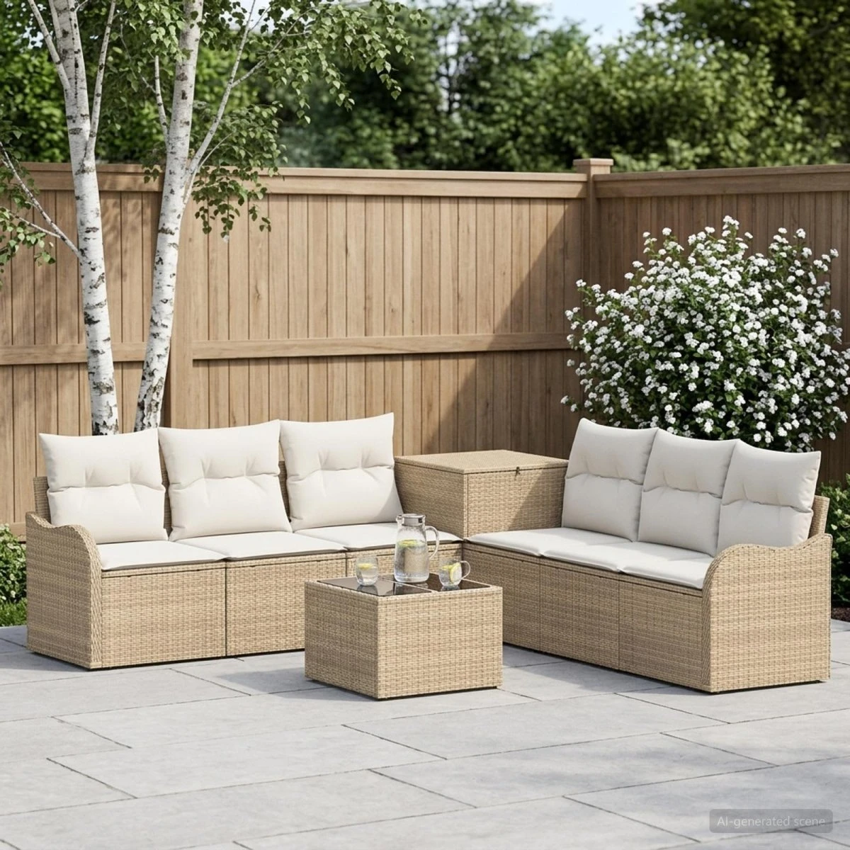 vidaXL Sofa Sæt 8 dele i polyrattan, beige og cremehvid