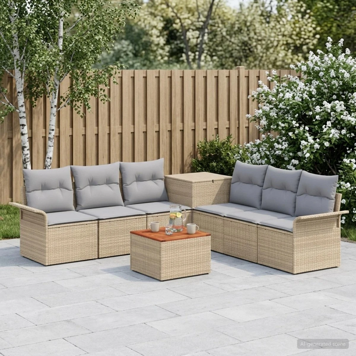 vidaXL Modulært loungesæt 8 stk. Beige/Lys grå