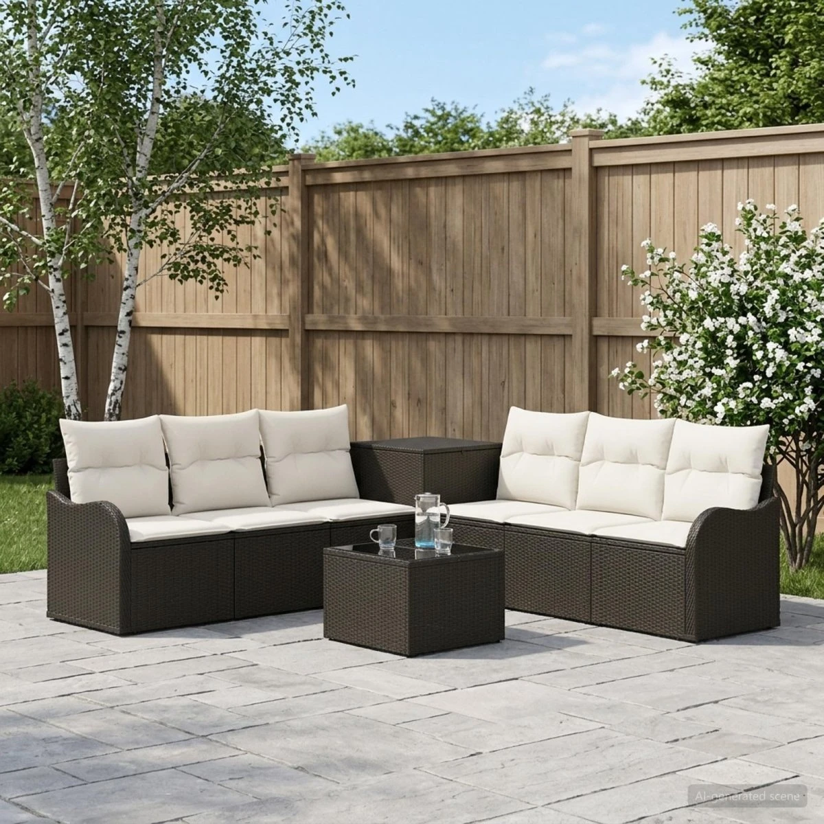 vidaXL Sofa Sæt 8 stk. Sort og Cremehvid 55 x 55 x 37 cm