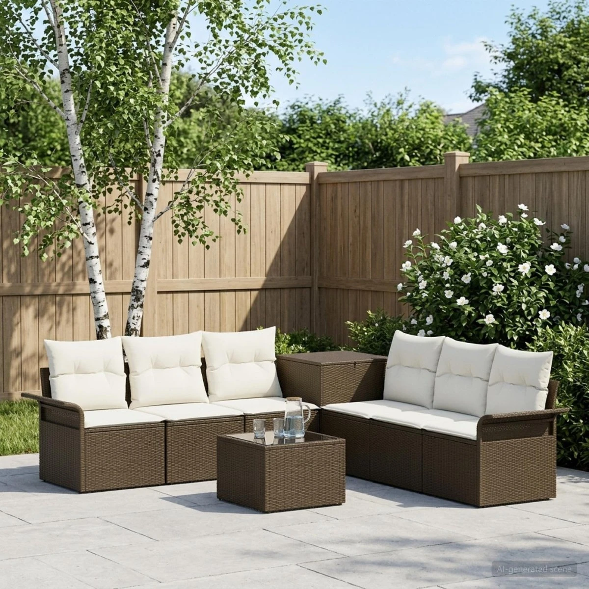 vidaXL Sofa Sæt 8 stk. Brun/Creme Hvid 55x55x37 cm