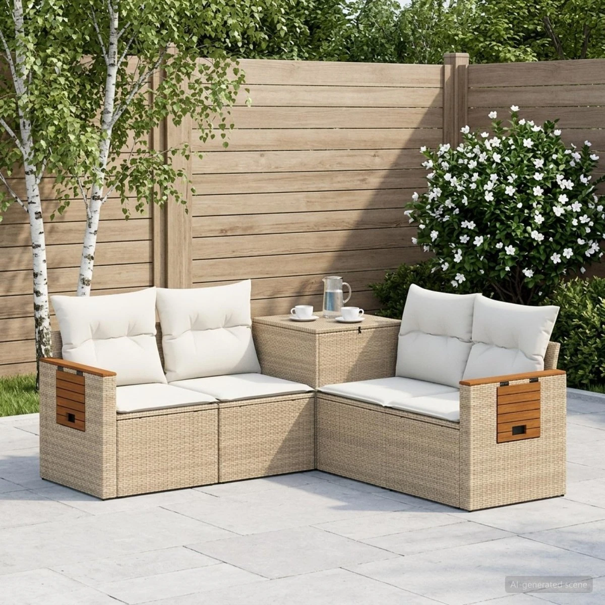 vidaXL Sofa Sæt 5 stk. Beige/Cremehvid 179x179x85 cm