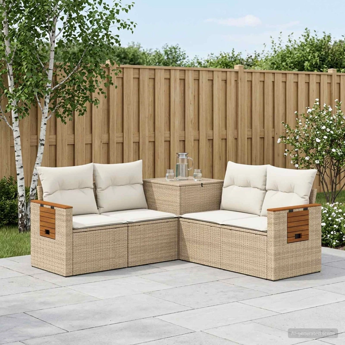 vidaXL Sofa Sæt 5 dele, Beige/Cremehvid, 179 x 179 x 85 cm