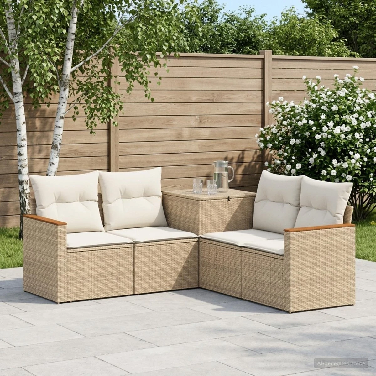 vidaXL Sofa Sæt 5 stk. Beige/Cremehvid 179 x 179 x 85 cm