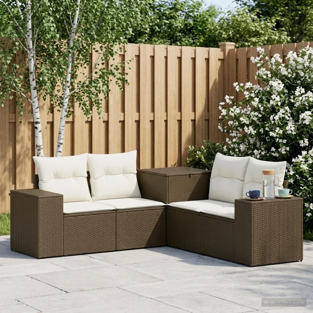 vidaXL Sofa Sæt 5 stk. Brun/Creme 200 x 200 x 85 cm
