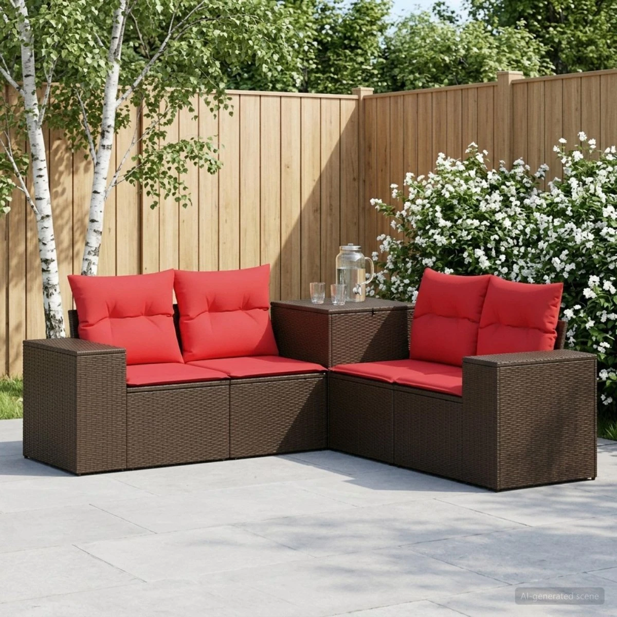 vidaXL Sofa Sæt 5 dele Brun/Rød 200 x 200 x 85 cm