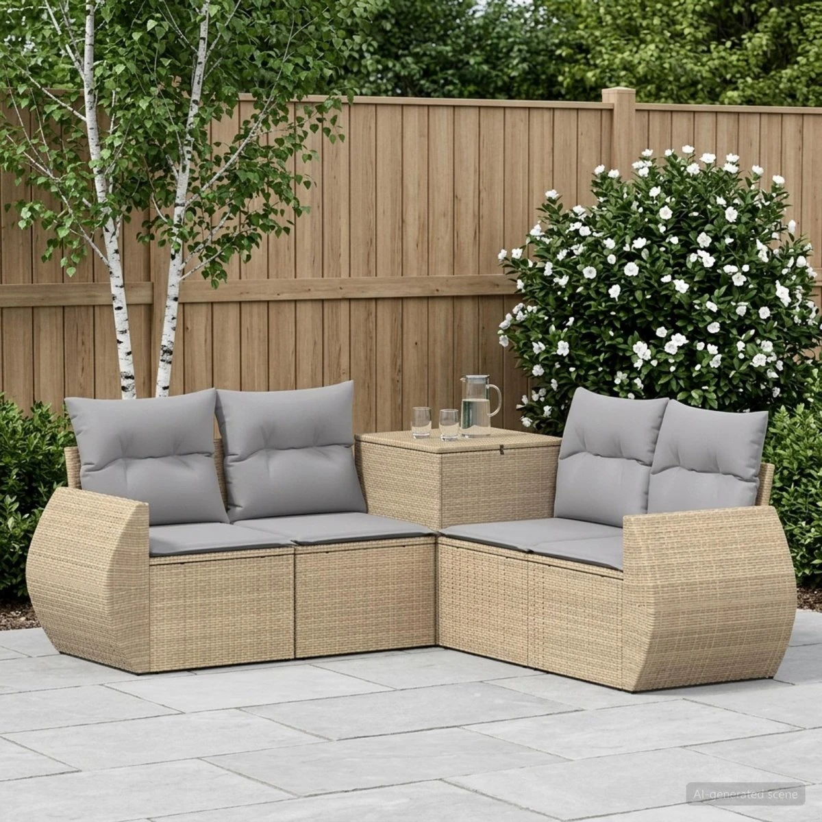 vidaXL Sofa Sæt 5 stk. Beige/Grå 188 x 188 x 85 cm