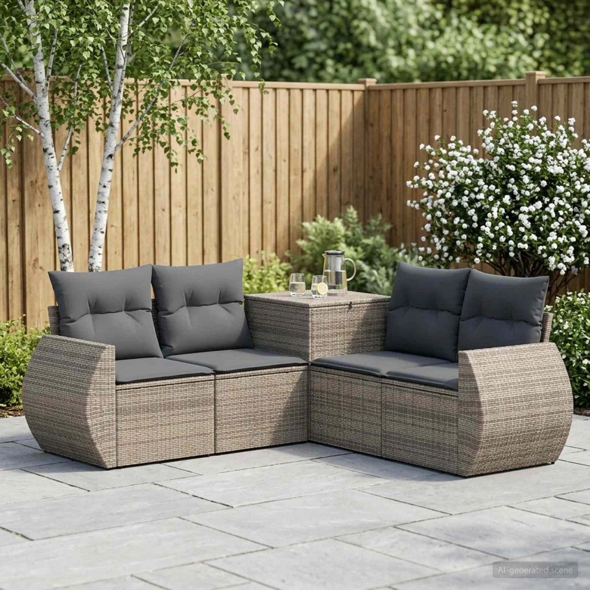 vidaXL Sofa Sæt 5 dele - Grå/Mørkegrå - 188 x 188 x 85 cm