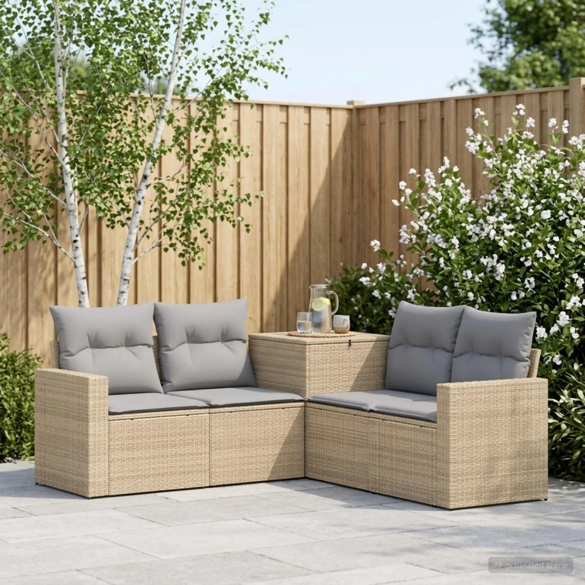 vidaXL Sofa Sæt 5 dele - Beige & Lys Grå - 182,5 x 182,5 x 85 cm