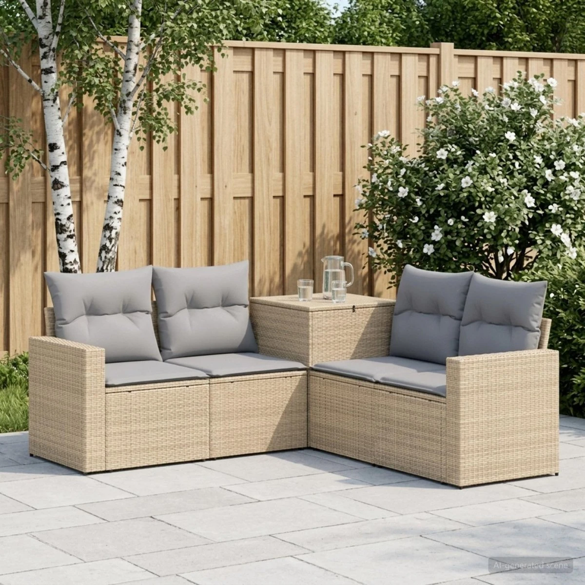 vidaXL Sofa Sæt 5 dele Beige og lys grå 182,5 x 182,5 x 85 cm
