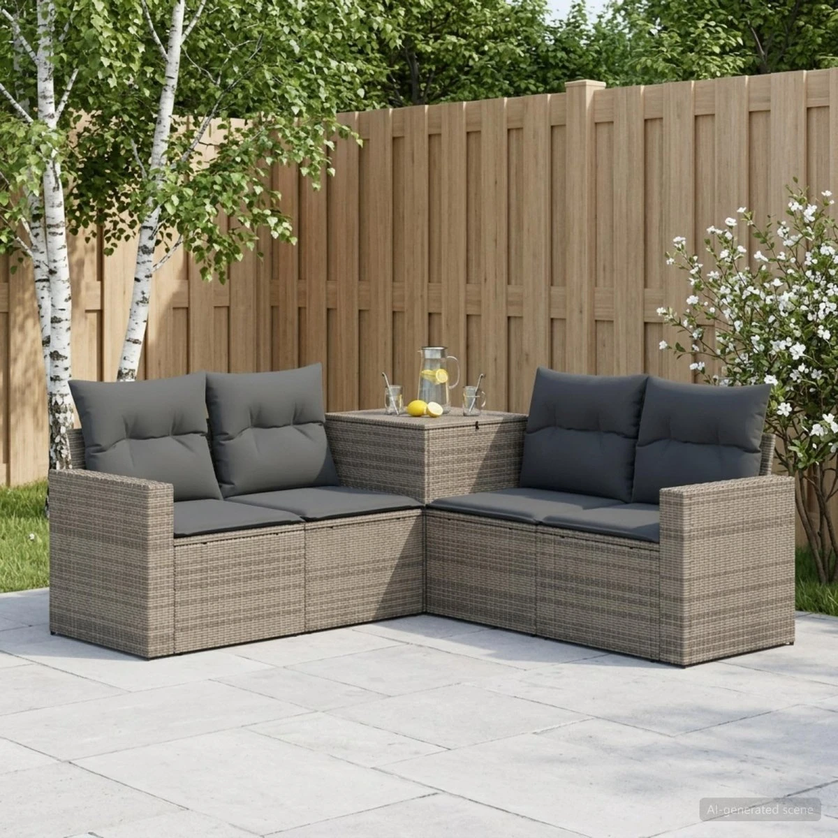 vidaXL Sofa Sæt 5 dele Grå/Mørkegrå 182,5 x 182,5 x 85 cm