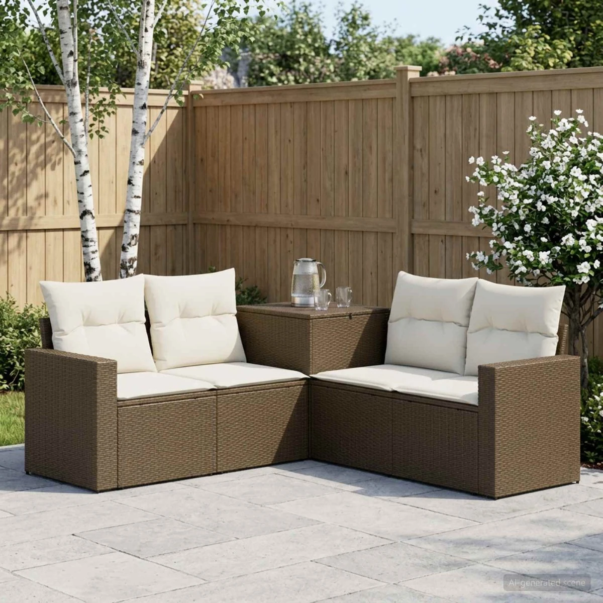 vidaXL Sofa Sæt 5 stk. Brun/Creme 182,5 x 182,5 x 85 cm