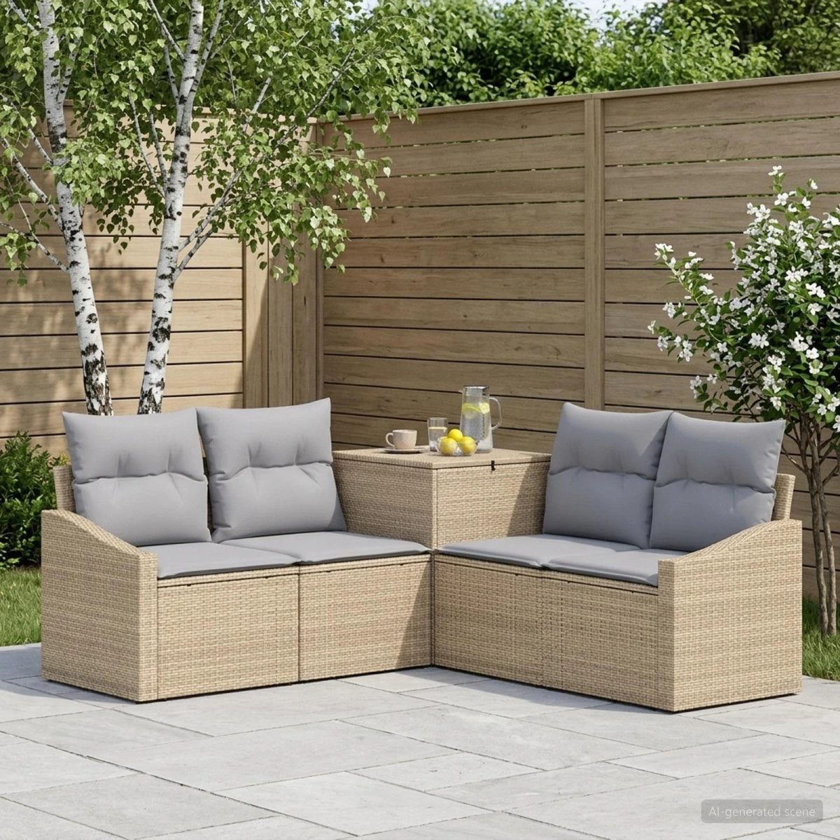 vidaXL Sofa Sæt 5 stk. Beige/Grå 178,5 x 178,5 x 85 cm