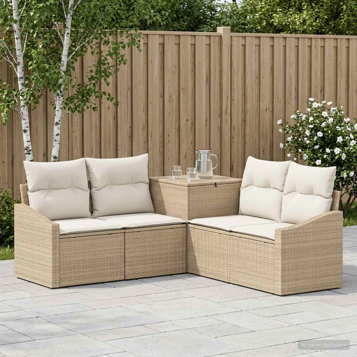 vidaXL Sofa Sæt 5 dele, Beige/Cremehvid, 178,5 x 178,5 cm