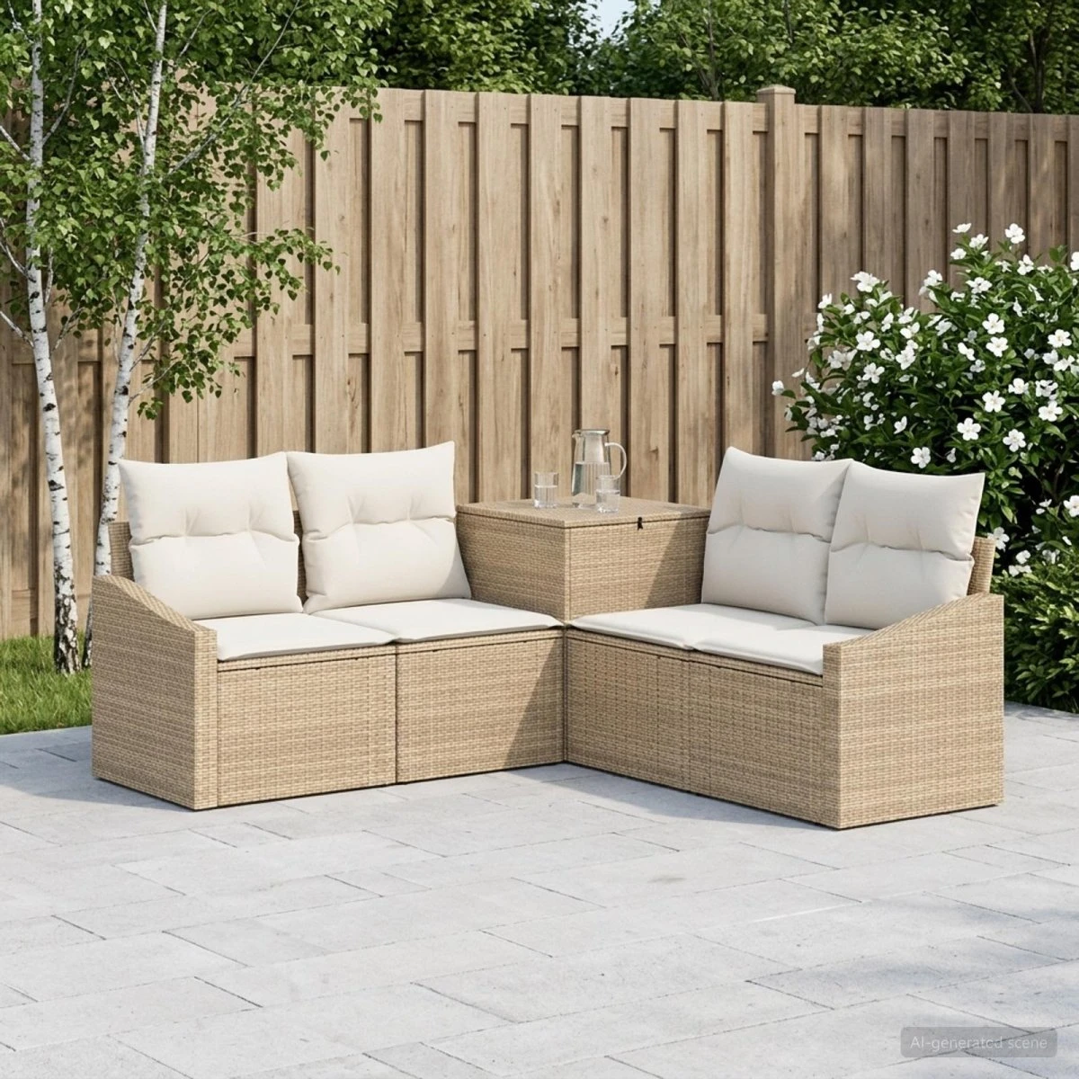 vidaXL Sofa Sæt 5 stk. Beige/Cremehvid 178,5 x 178,5 x 85 cm