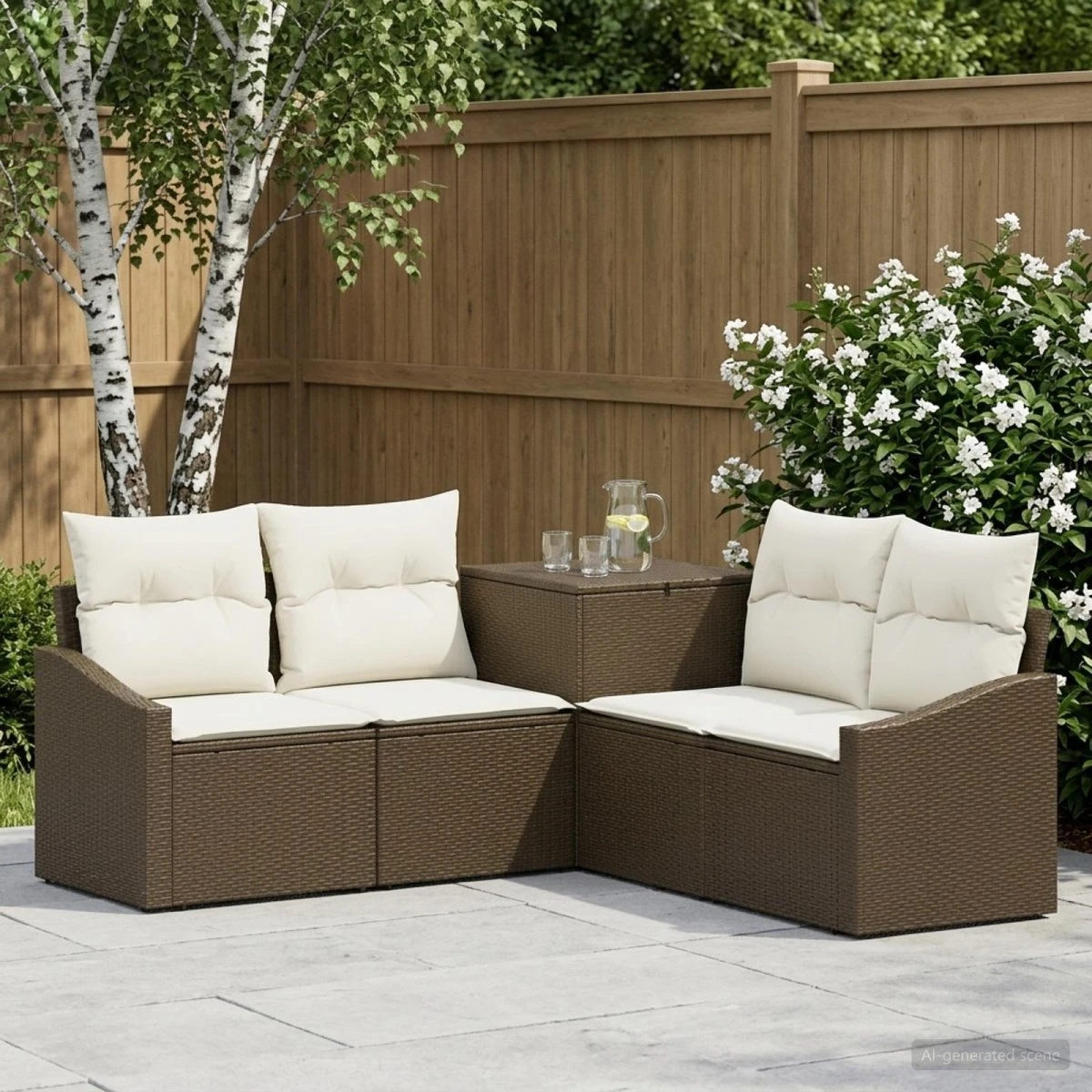 vidaXL Sofa Sæt 5 dele - Brun/Cremehvid 178,5 x 178,5 cm