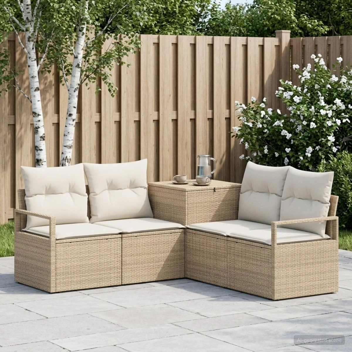 vidaXL Sofa Sæt 5 dele Beige/Cremehvid 177x177x85 cm
