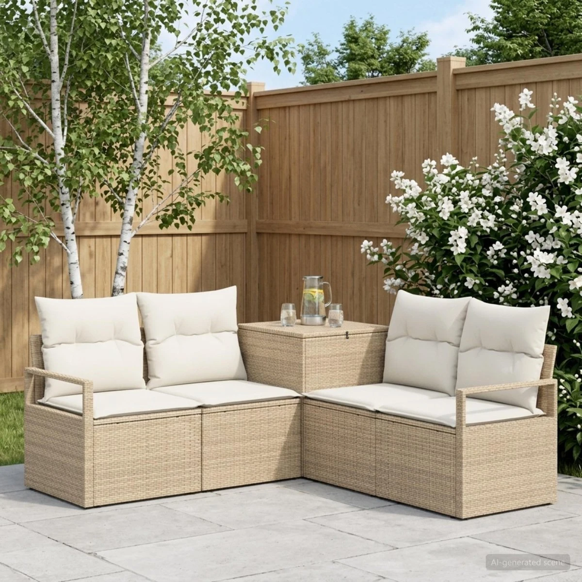 vidaXL Sofa Sæt 5 dele Beige/Cremehvid 177x177x85 cm