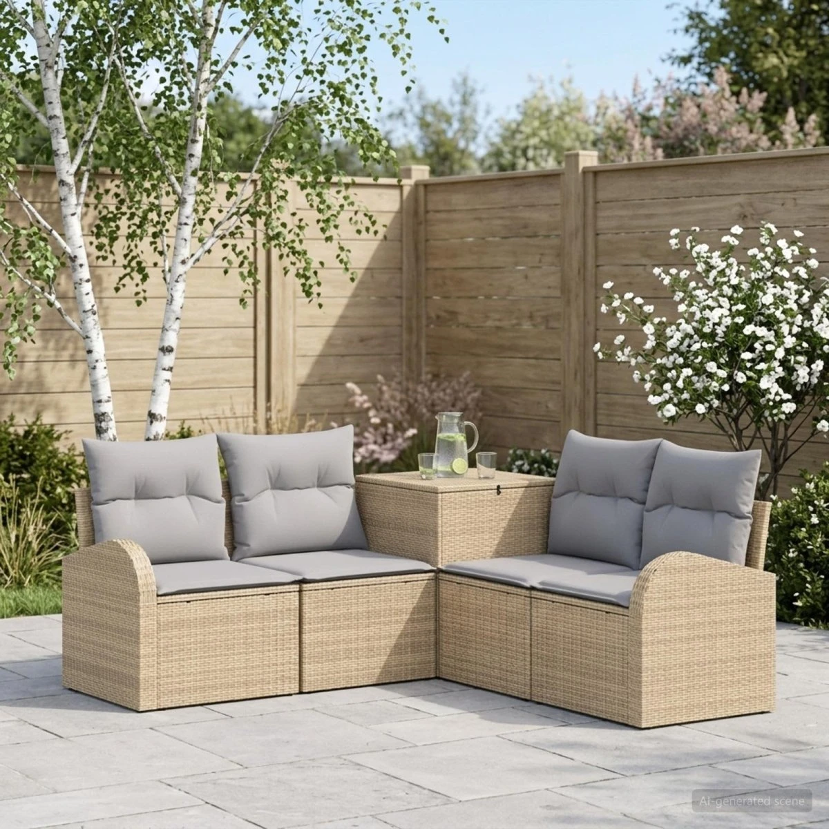 vidaXL Sofa Sæt 5 stk. Beige & Lys Grå 179 x 179 x 85 cm