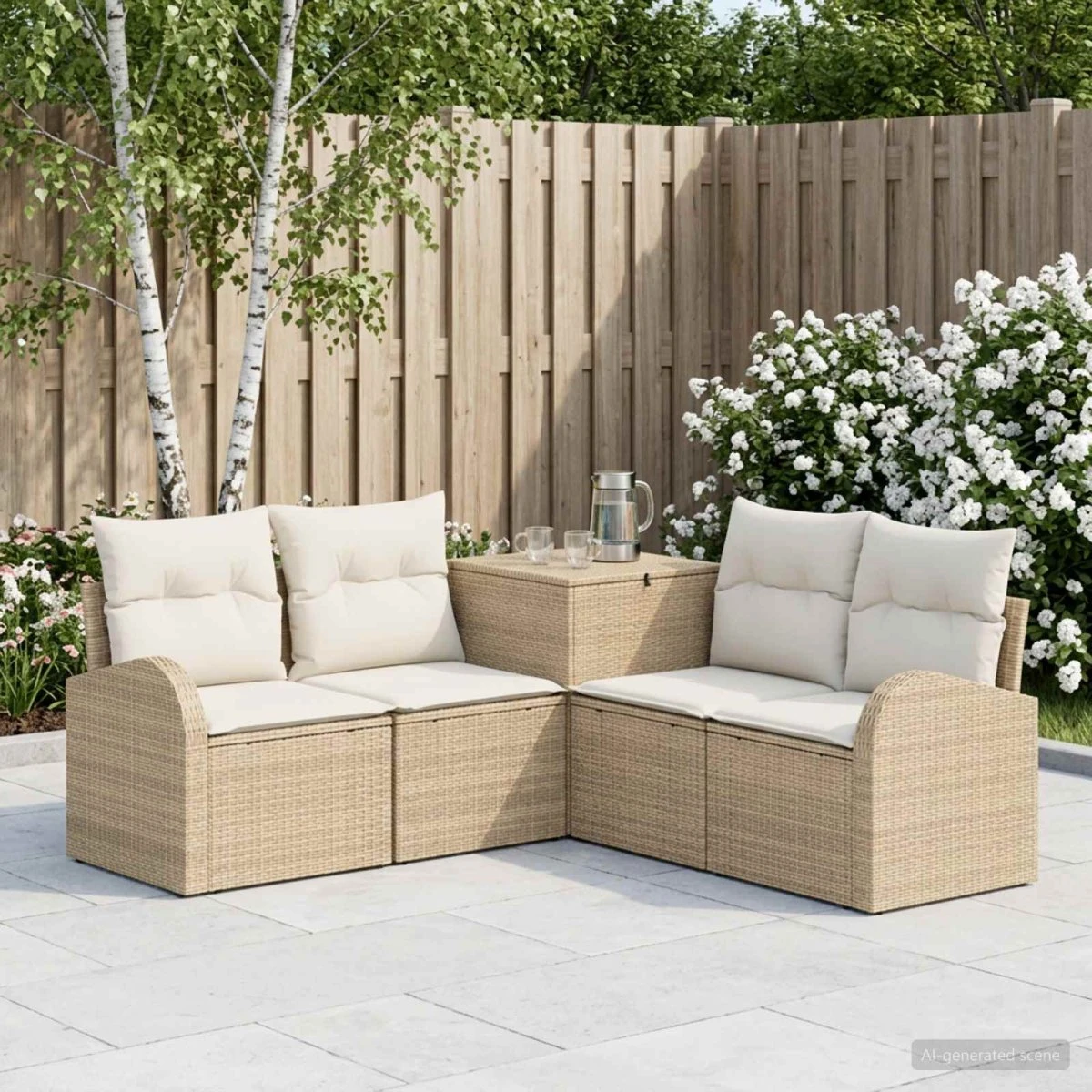 vidaXL Sofa Sæt 5 dele Beige/Cremehvid 179 x 179 x 85 cm