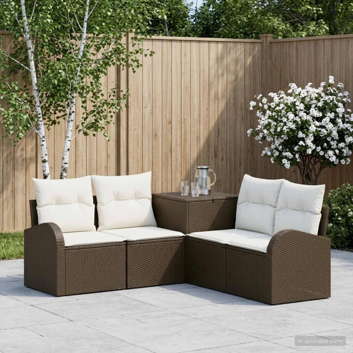 vidaXL Sofa Sæt 5 stk. Brun/Creme 179 x 179 x 85 cm