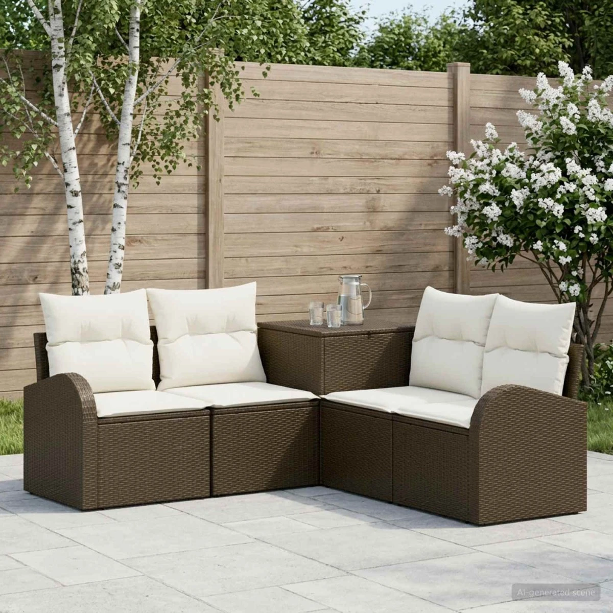 vidaXL Sofa Sæt 5 dele Brun/Creme 179 x 179 x 85 cm