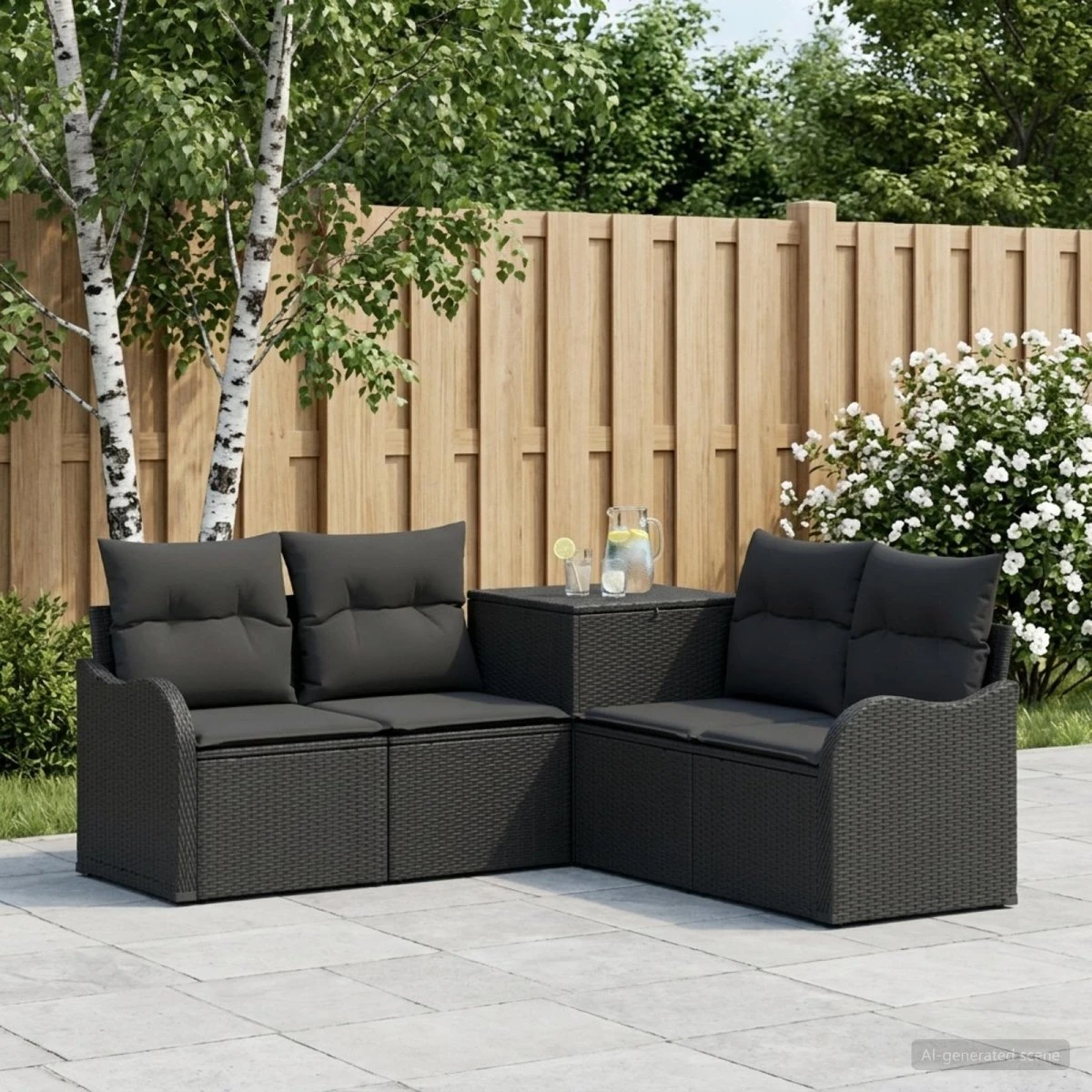 vidaXL Sofa Sæt 5 stk. Sort Poly Rattan og Stål
