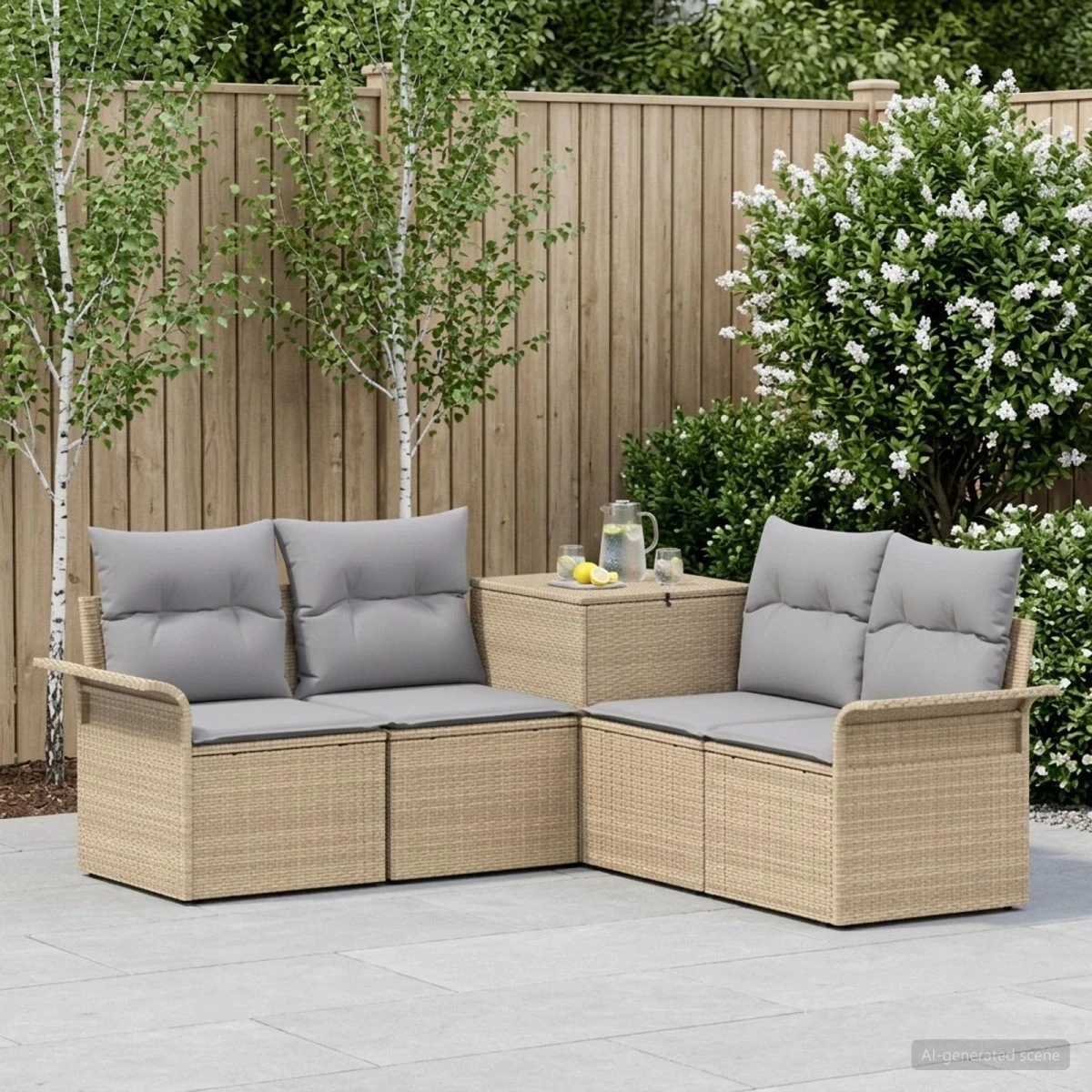 vidaXL Sofa Sæt 5 stk. Beige/Grå 187,5 x 187,5 x 85 cm