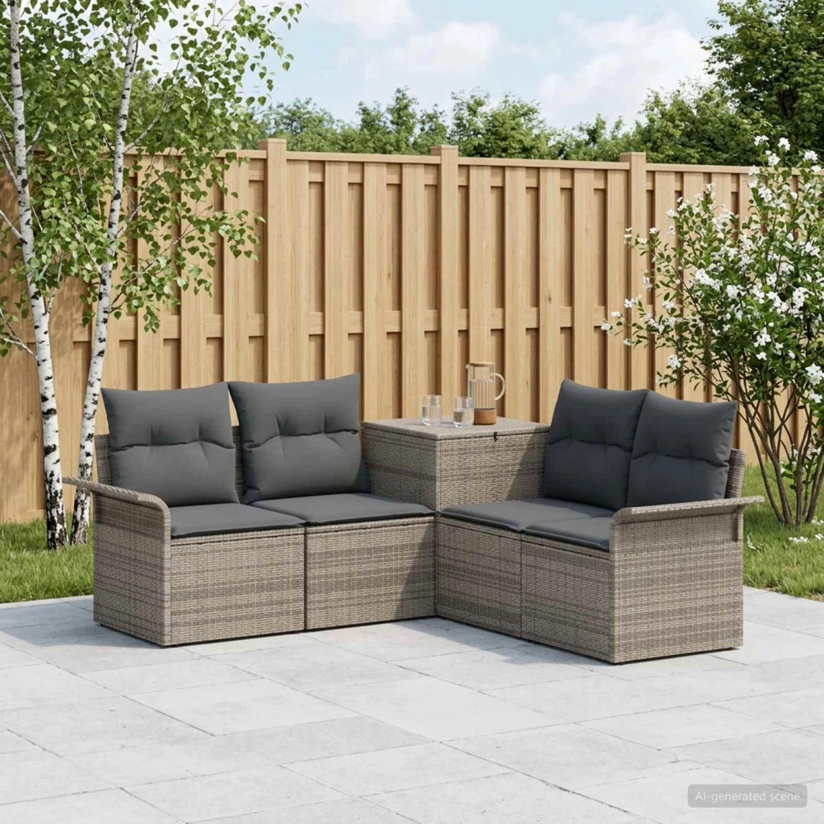 vidaXL Sofa Sæt 5 dele i Polyrattan - Grå/Mørkegrå 187,5x187,5x85 cm