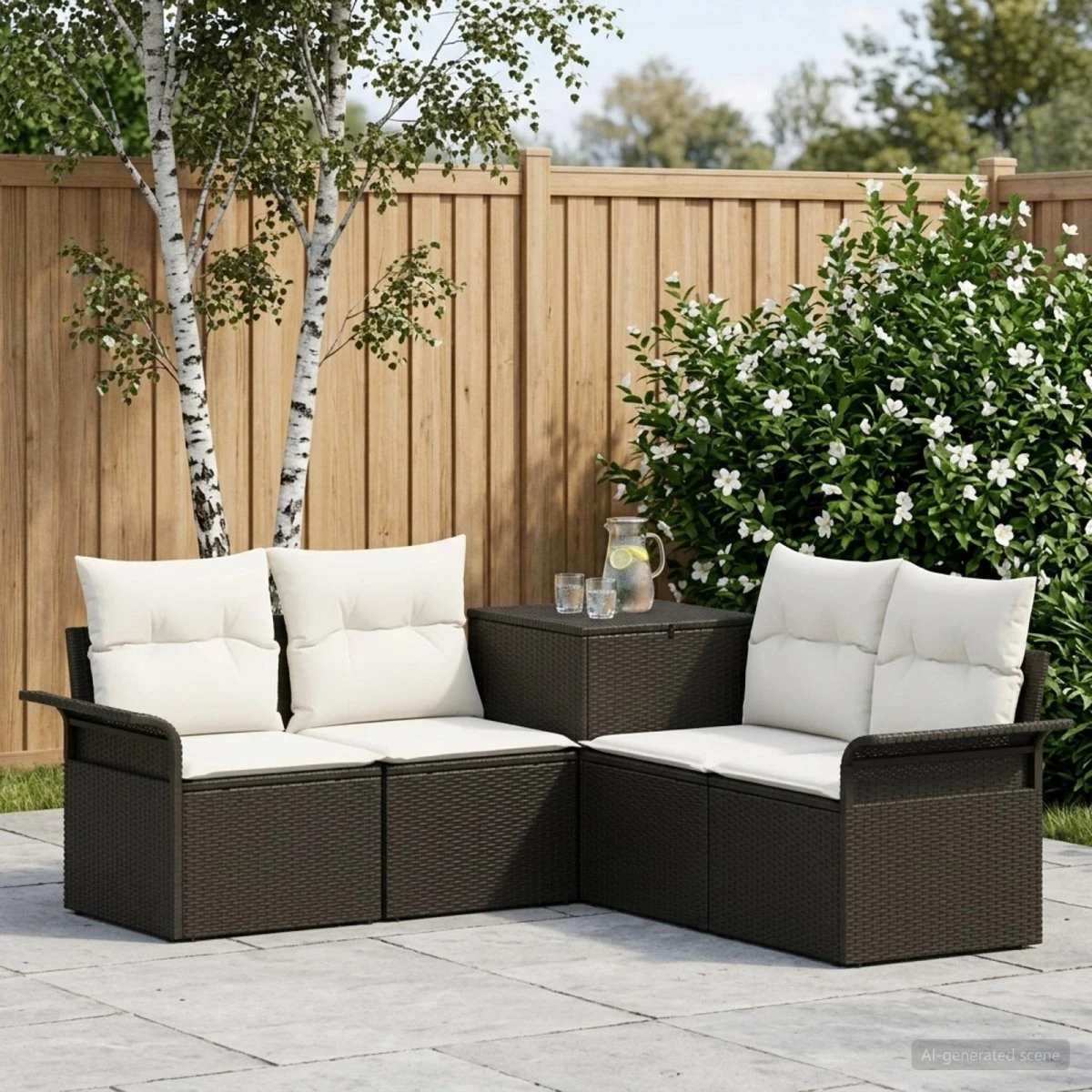 vidaXL Sofa Sæt 5 stk. Sort/Cremehvid 187,5 x 187,5 x 85 cm