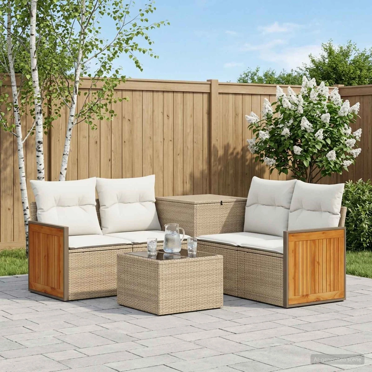 vidaXL Sofa Sæt 6 stk. Beige/Cremehvid 55 x 55 x 37 cm