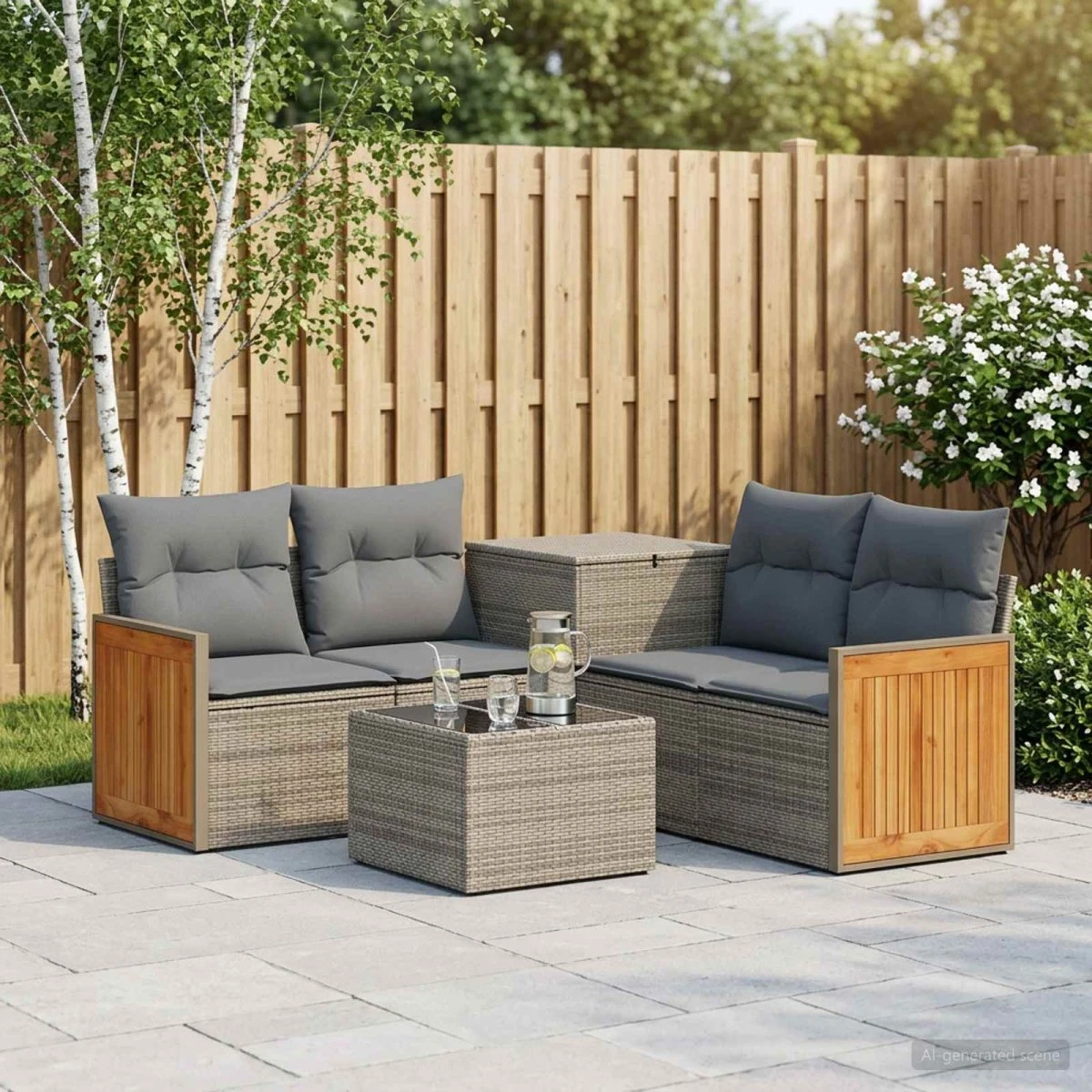 vidaXL Sofa Sæt 6 dele - Grå/Mørkegrå Polyrattan & Stål