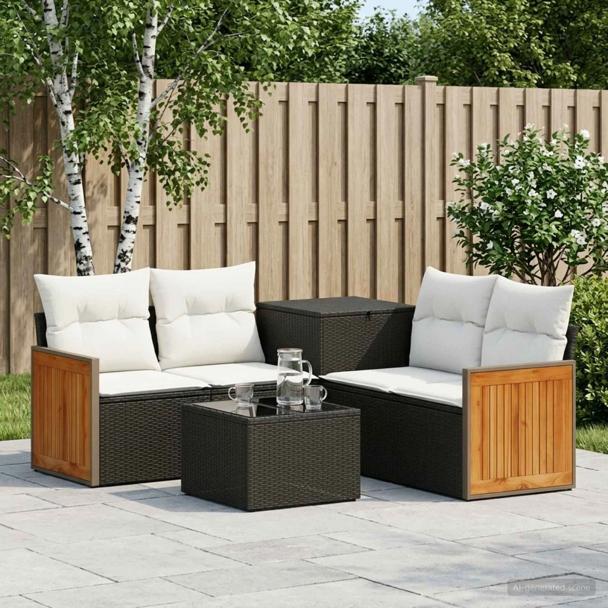 vidaXL Sofa Sæt 6 dele - Sort og Cremehvid (55 x 55 x 37 cm)
