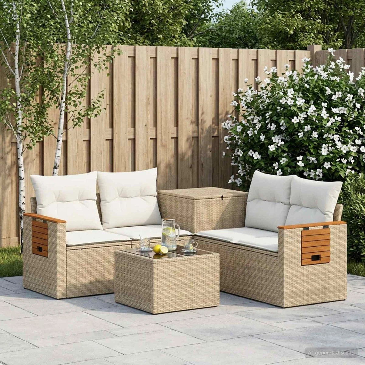 vidaXL Sofa Sæt 6 dele Beige/Cremehvid 55 x 55 x 37 cm