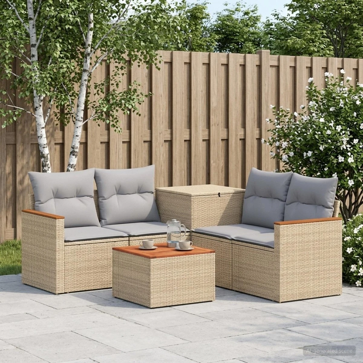 vidaXL Sofa Sæt 6 stk. Beige & Lys Grå 55x55x37 cm