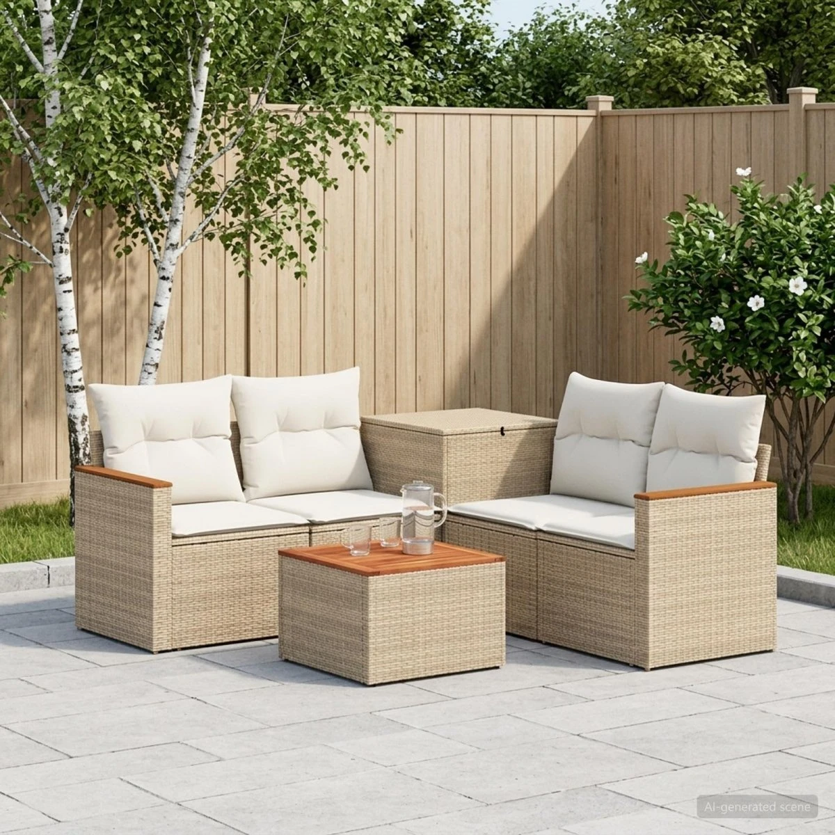vidaXL Sofa Sæt 6 stk. Beige og cremehvid 55 x 55 x 37 cm