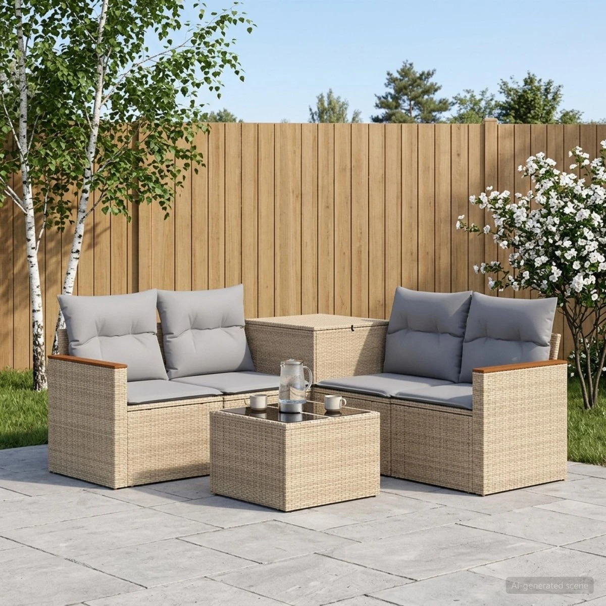 vidaXL Sofa Sæt 6 stk. Beige og lys grå (55 x 55 x 37 cm)