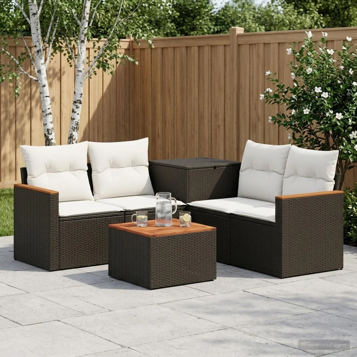 vidaXL Sofa Sæt 6 stk. Sort og Cremehvid 55 x 55 x 37 cm