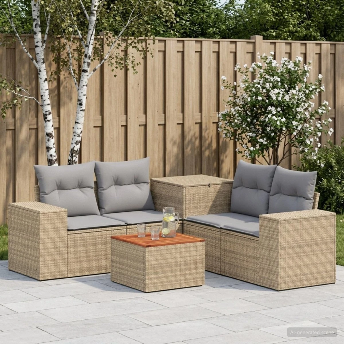 vidaXL Sofa Sæt 6 stk. Beige & Lys Grå - 55x55x37 cm