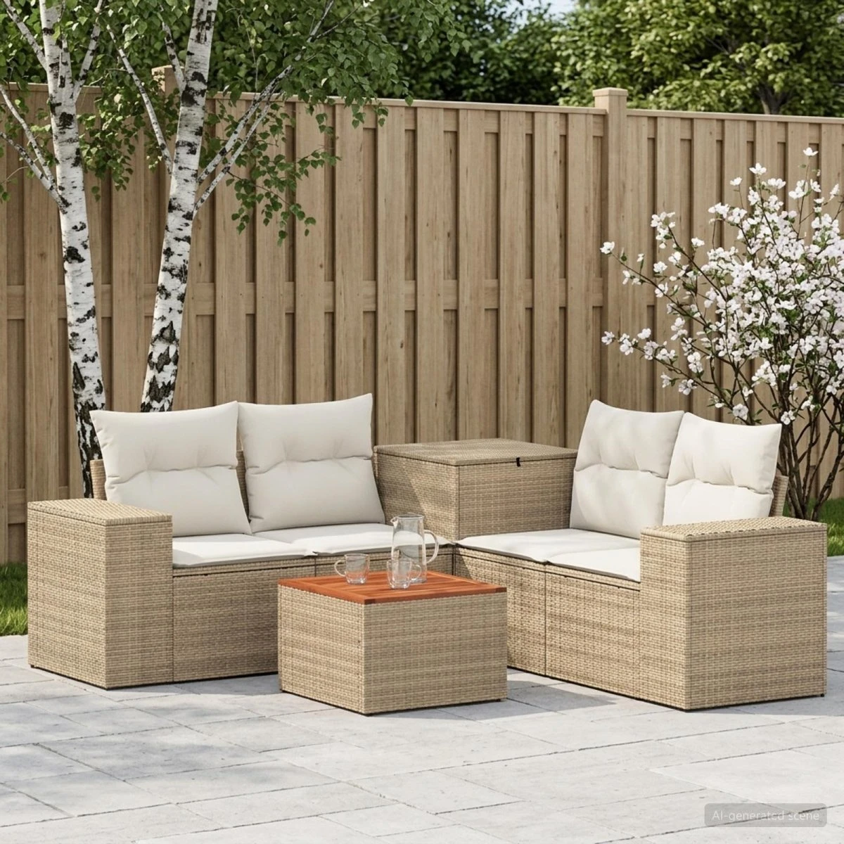 vidaXL Sofa Sæt 6 stk. Beige/Cremehvid 55x55x37 cm